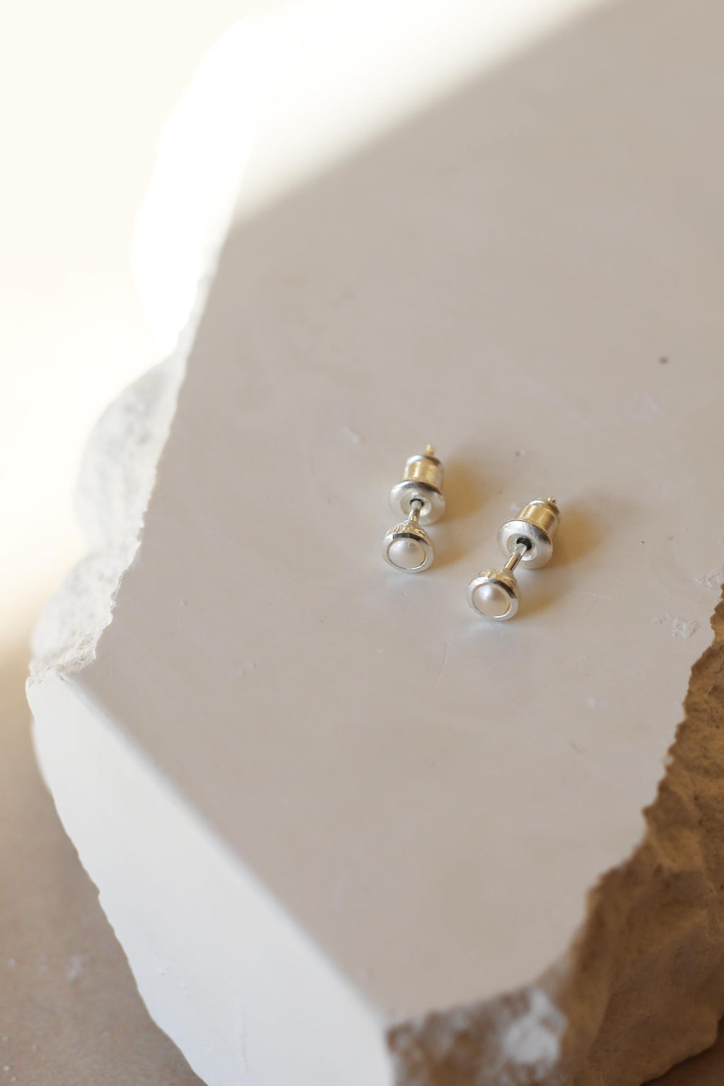 Pearl Stud Earrings Silver
