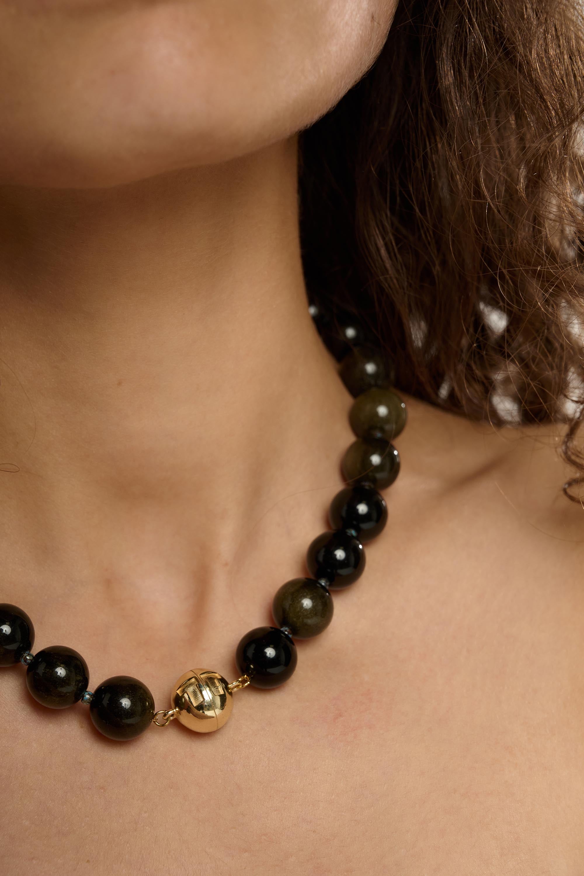 Golden Obsidian Large Beaded Necklace