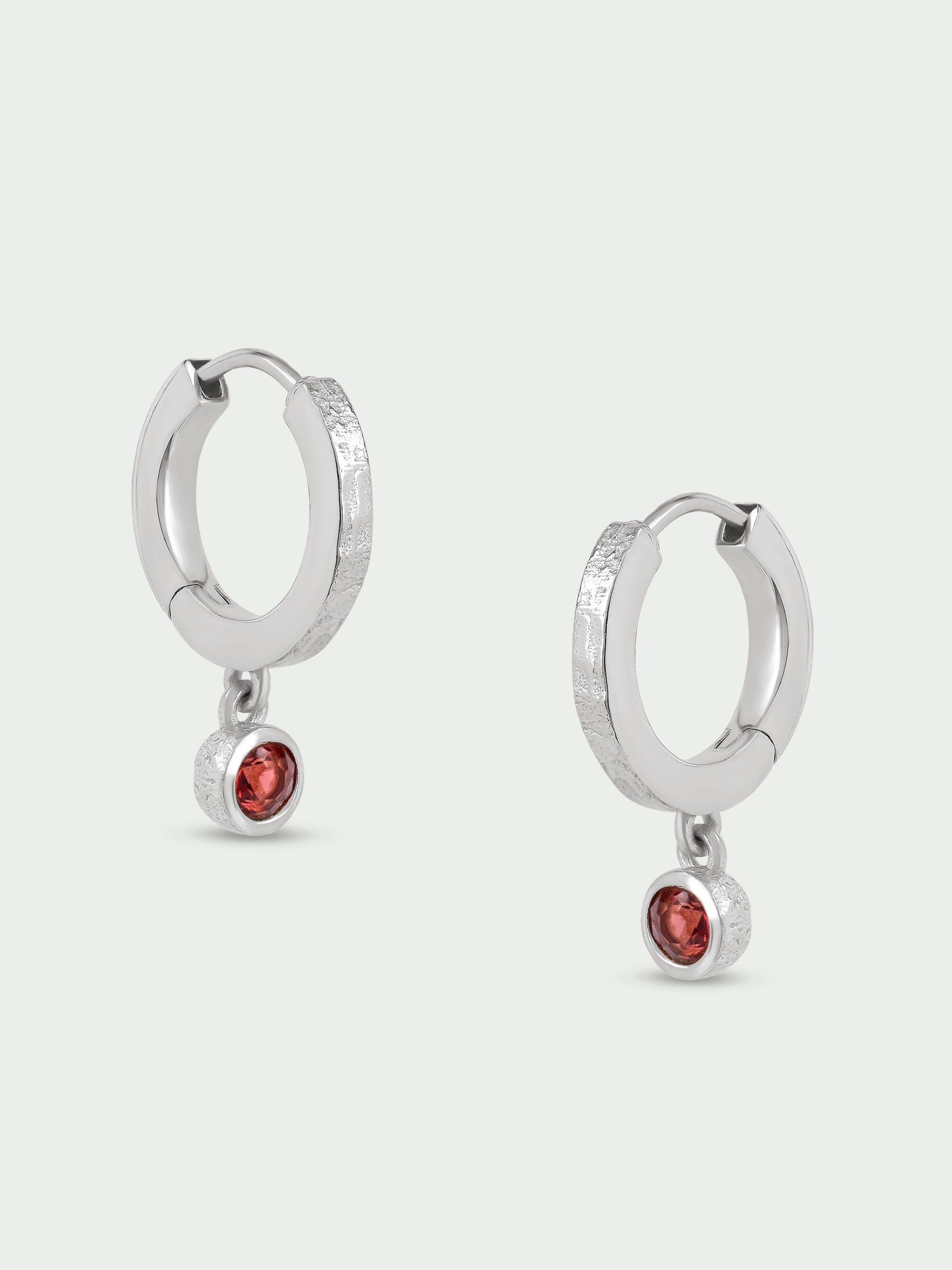 Birthstone Garnet Hoop Earrings