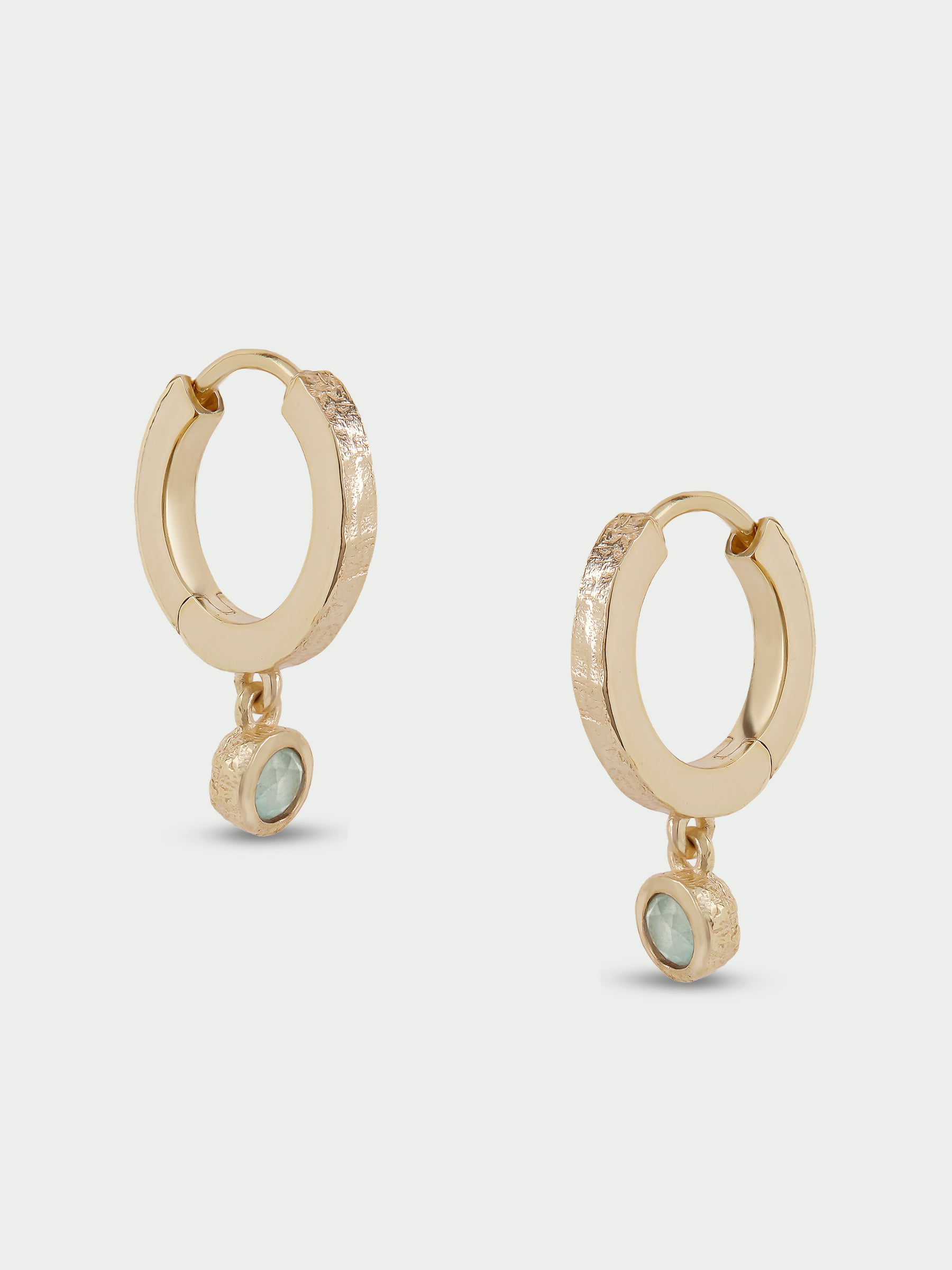 Birthstone Aquamarine Hoop Earrings