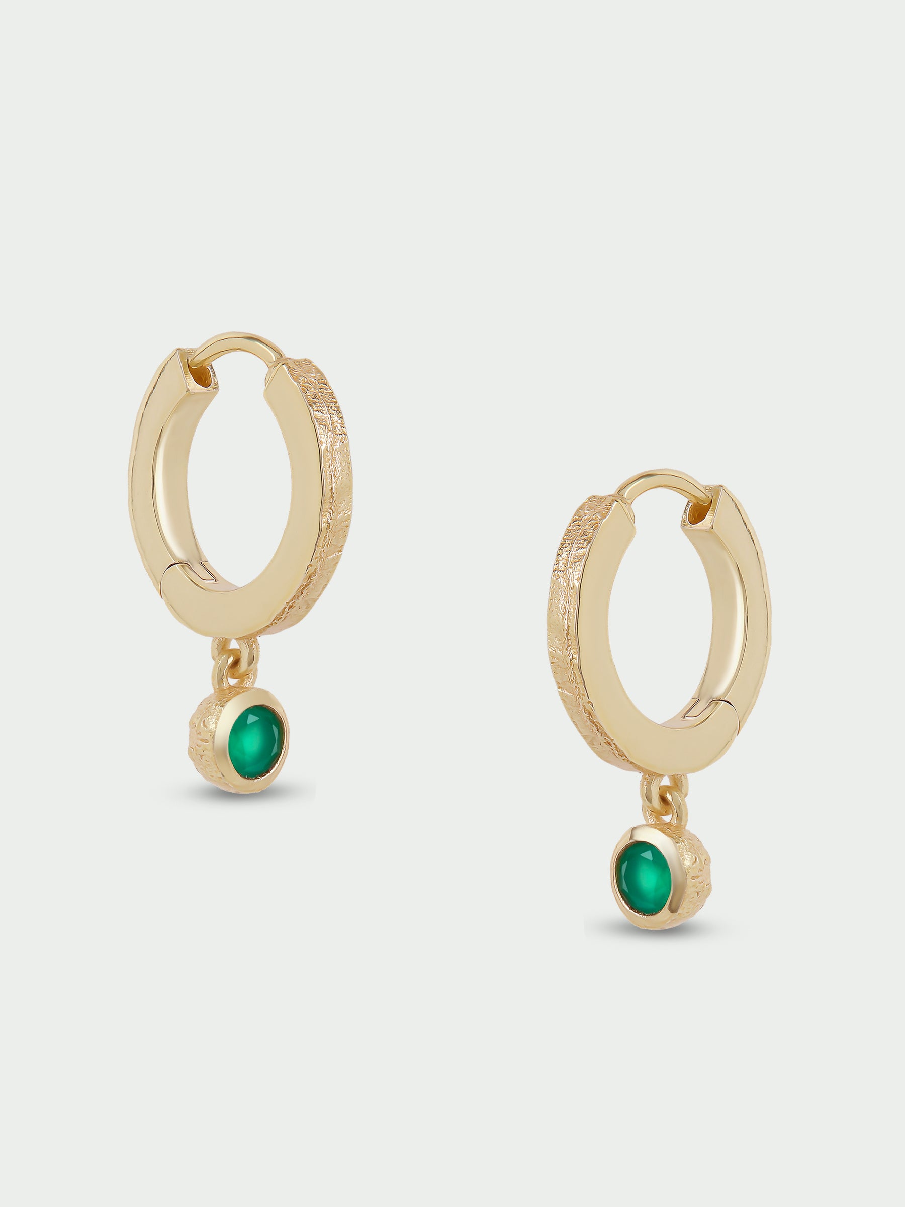 Birthstone Green Onyx Hoop Earrings