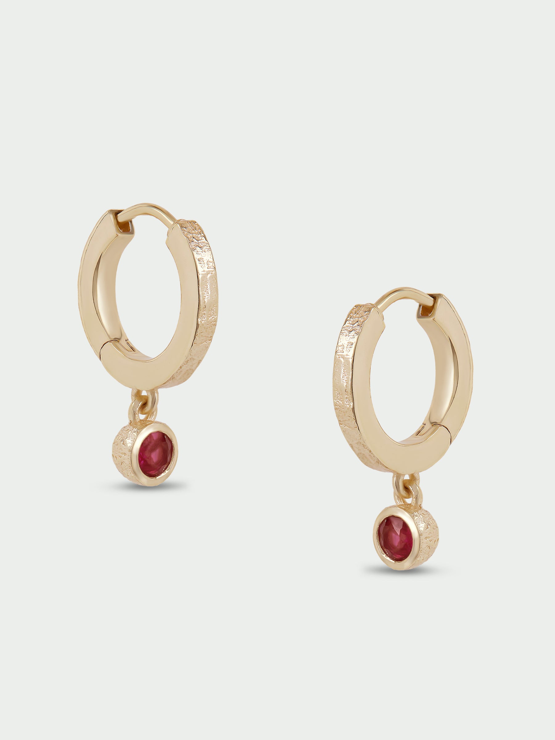 Birthstone Ruby Hoop Earrings