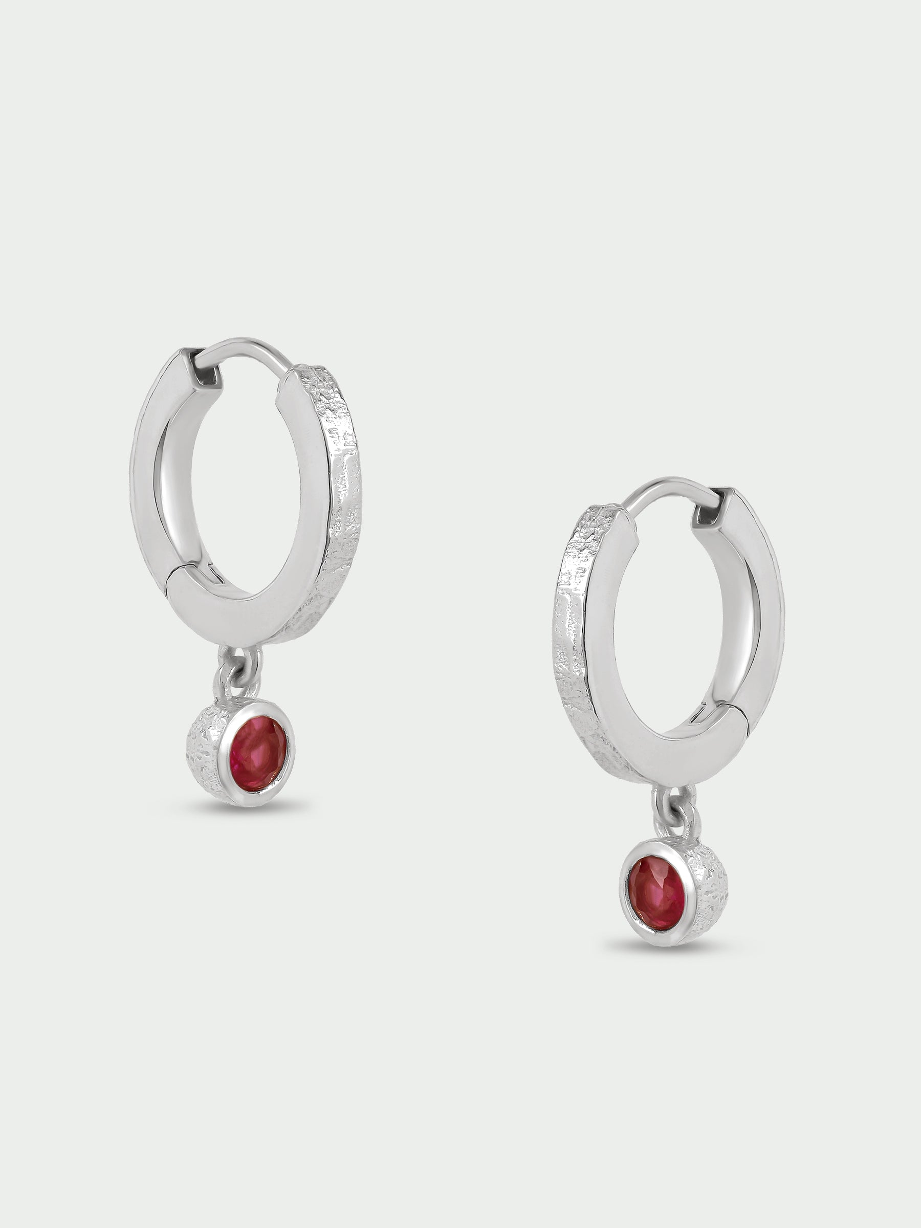Birthstone Ruby Hoop Earrings
