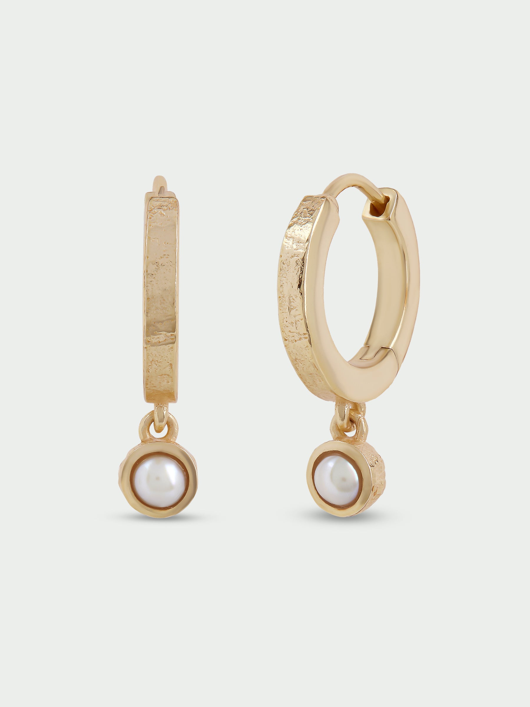 Birthstone Pearl Hoop Earrings