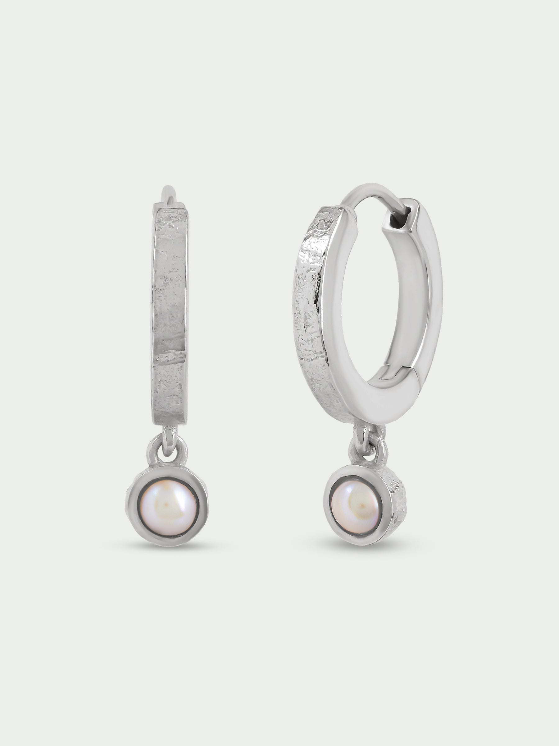 Birthstone Pearl Hoop Earrings