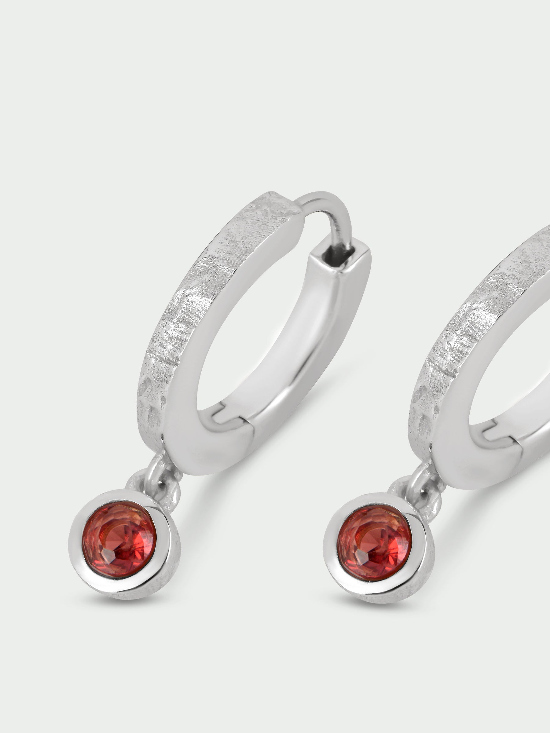 Birthstone Garnet Hoop Earrings