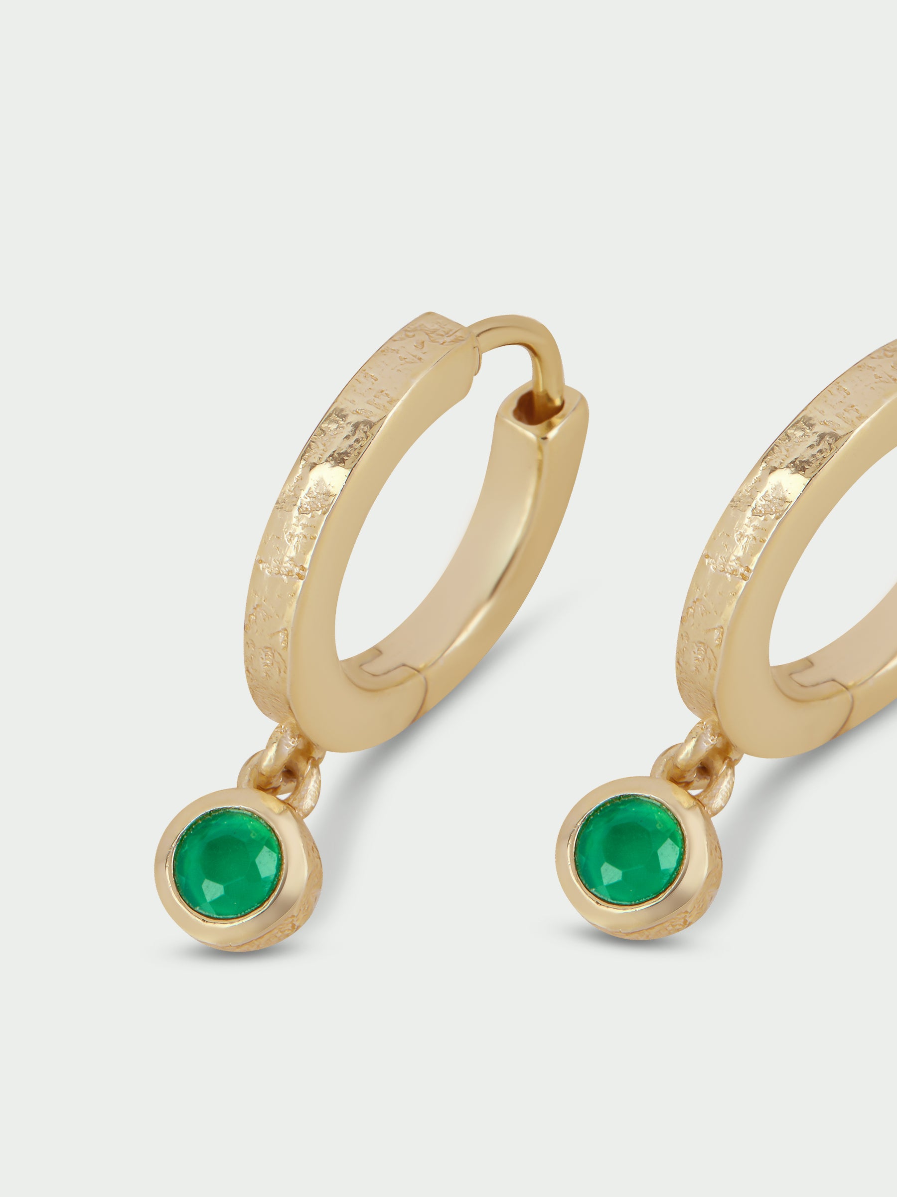 Birthstone Green Onyx Hoop Earrings