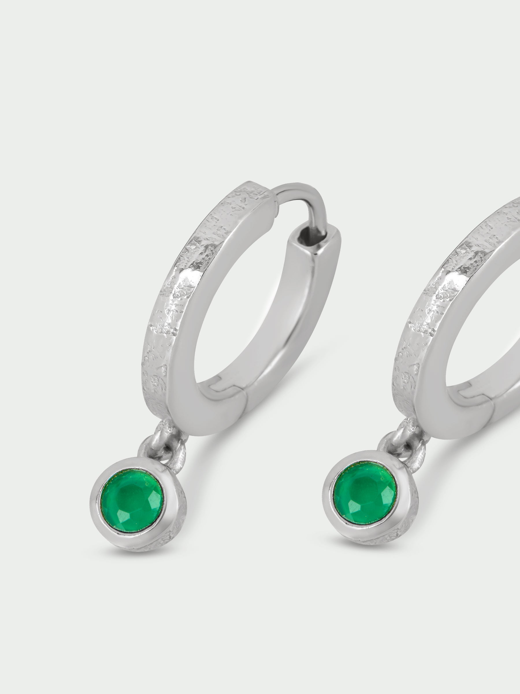 Birthstone Green Onyx Hoop Earrings