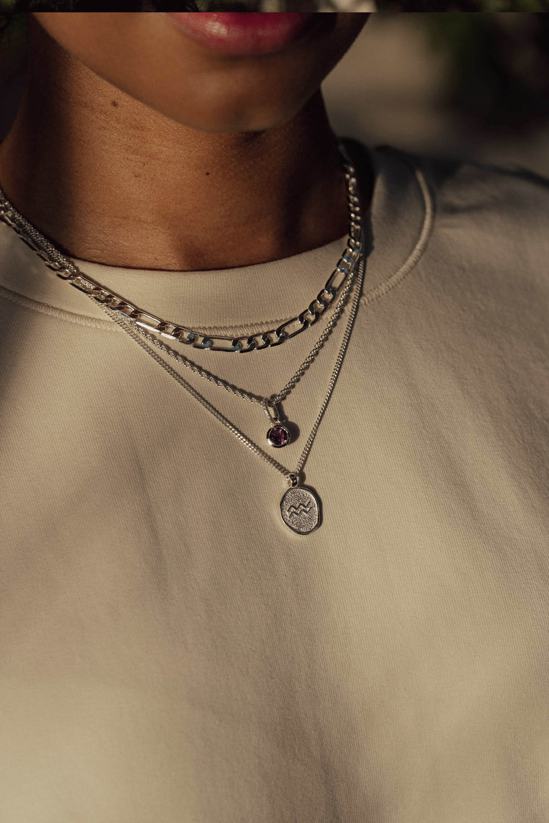 Birthstone Necklace Silver