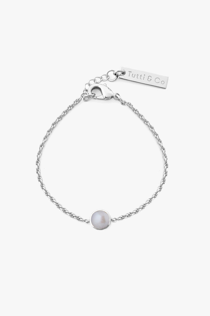 Pearl Birthstone Bracelet Silver