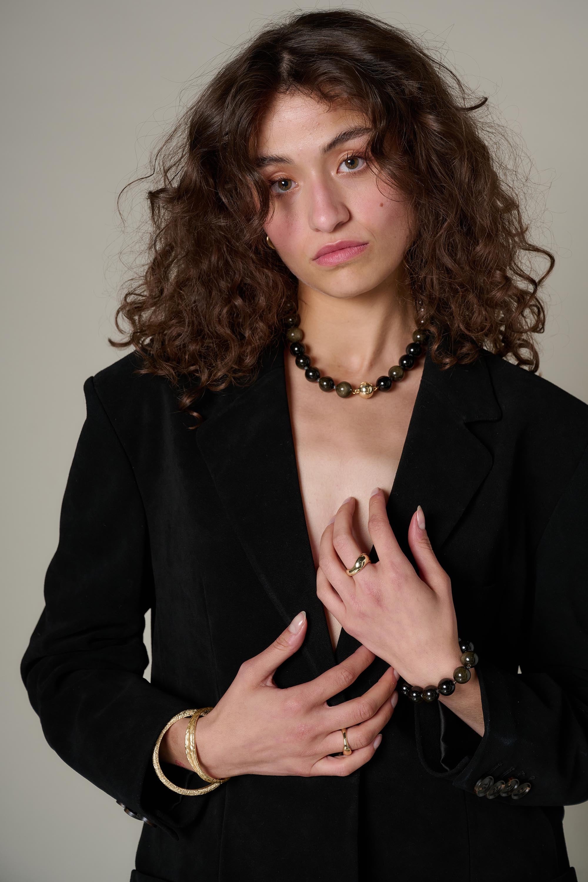 Golden Obsidian Large Beaded Bracelet