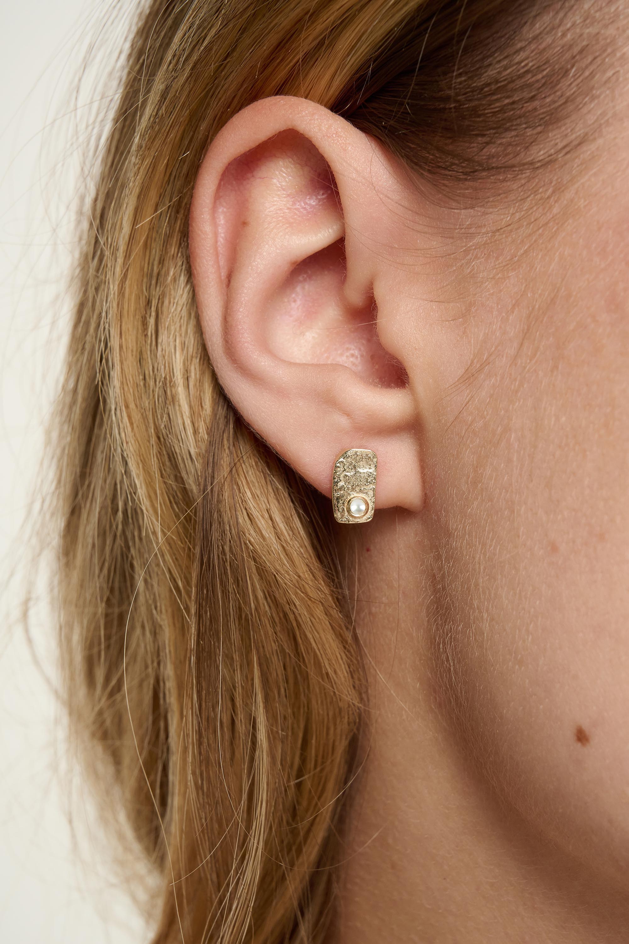 Birthstone Organic Earrings, Freshwater Pearl