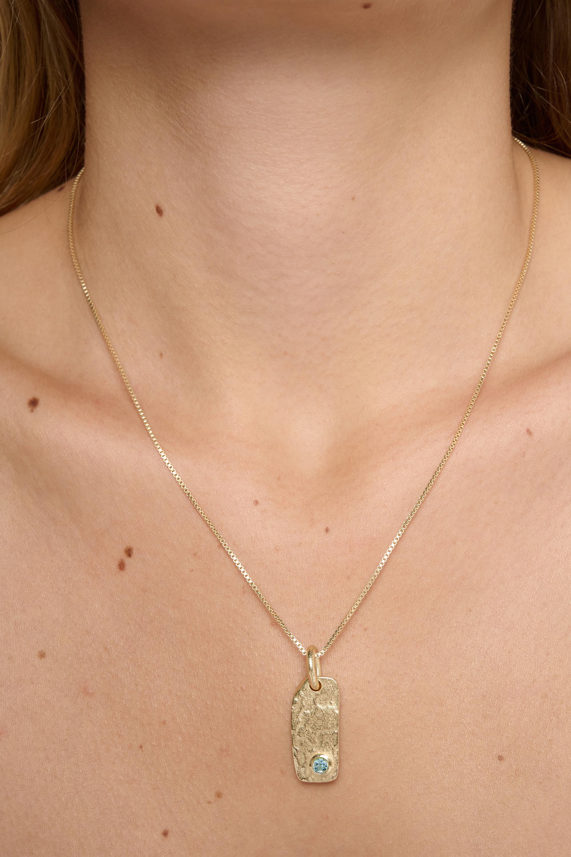 Birthstone Organic Necklace, Blue Topaz