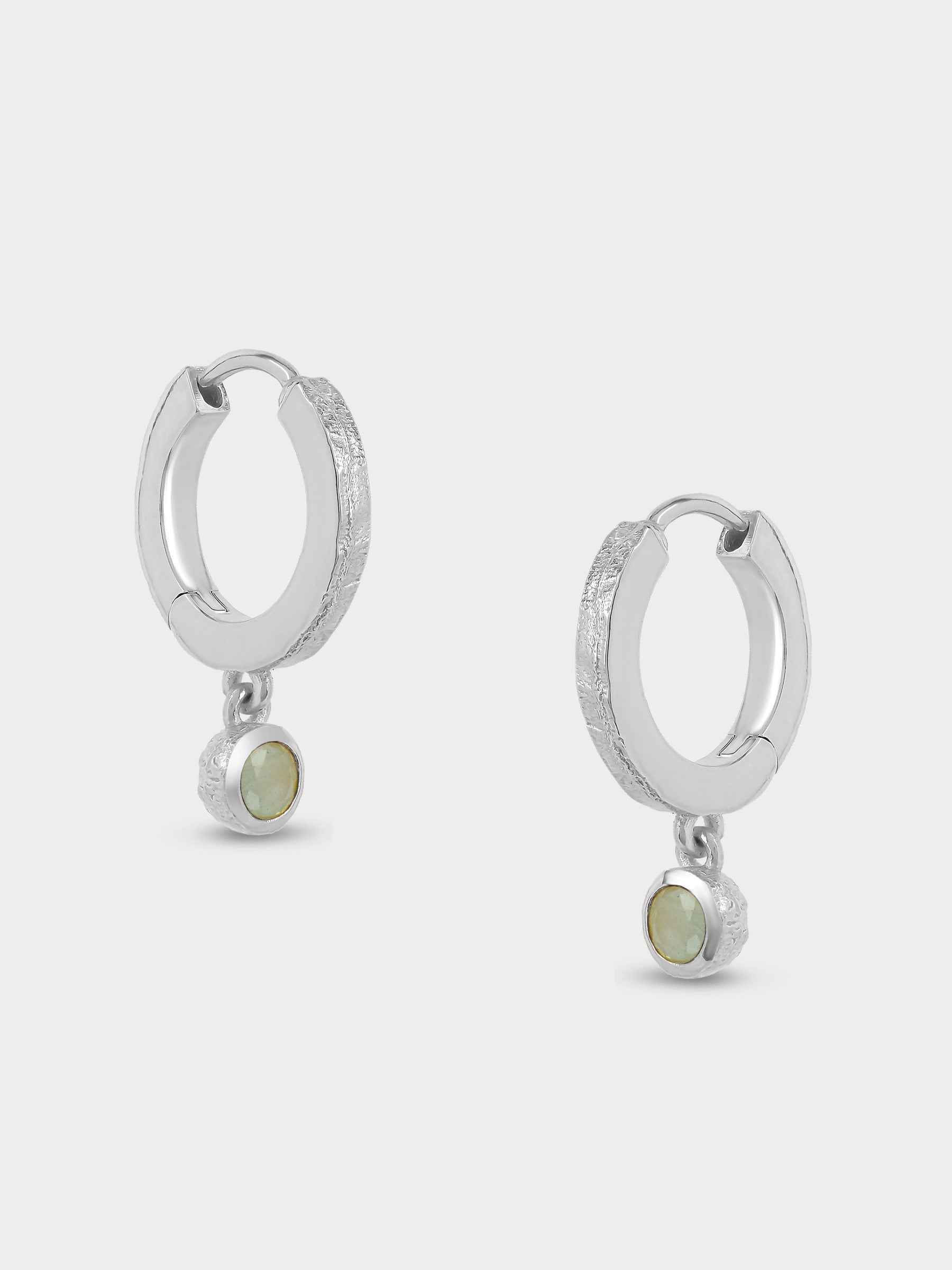 Birthstone Aquamarine Hoop Earrings