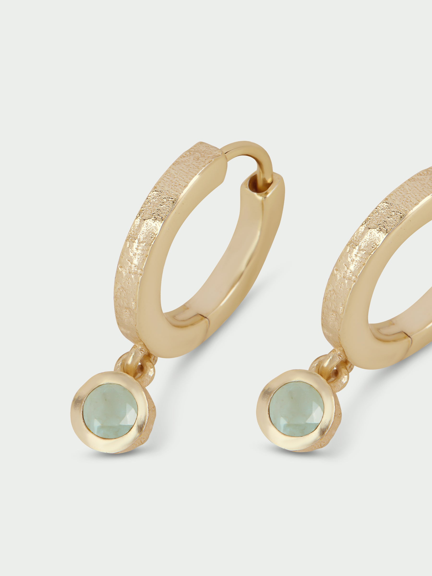 Birthstone Aquamarine Hoop Earrings