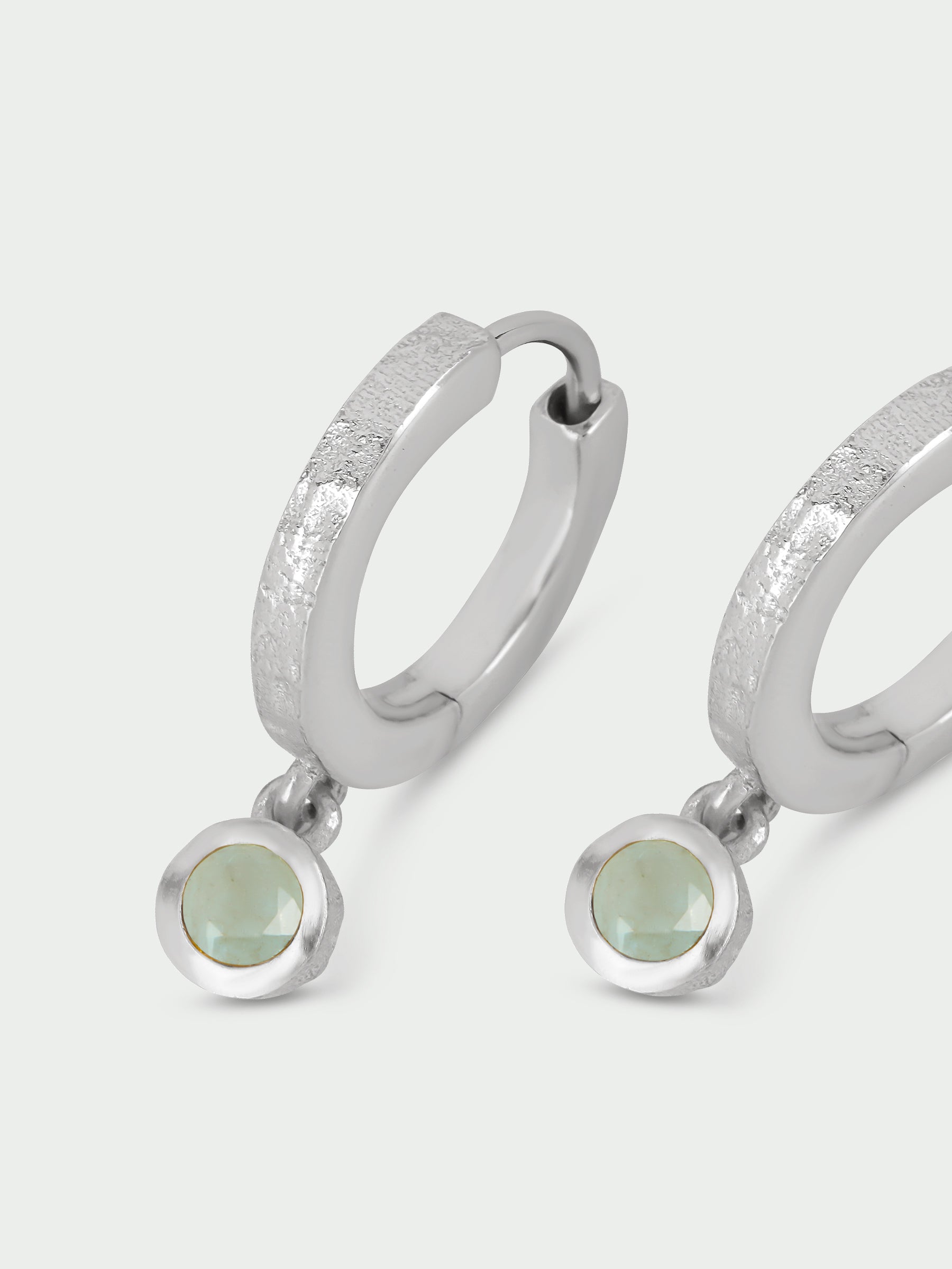 Birthstone Aquamarine Hoop Earrings