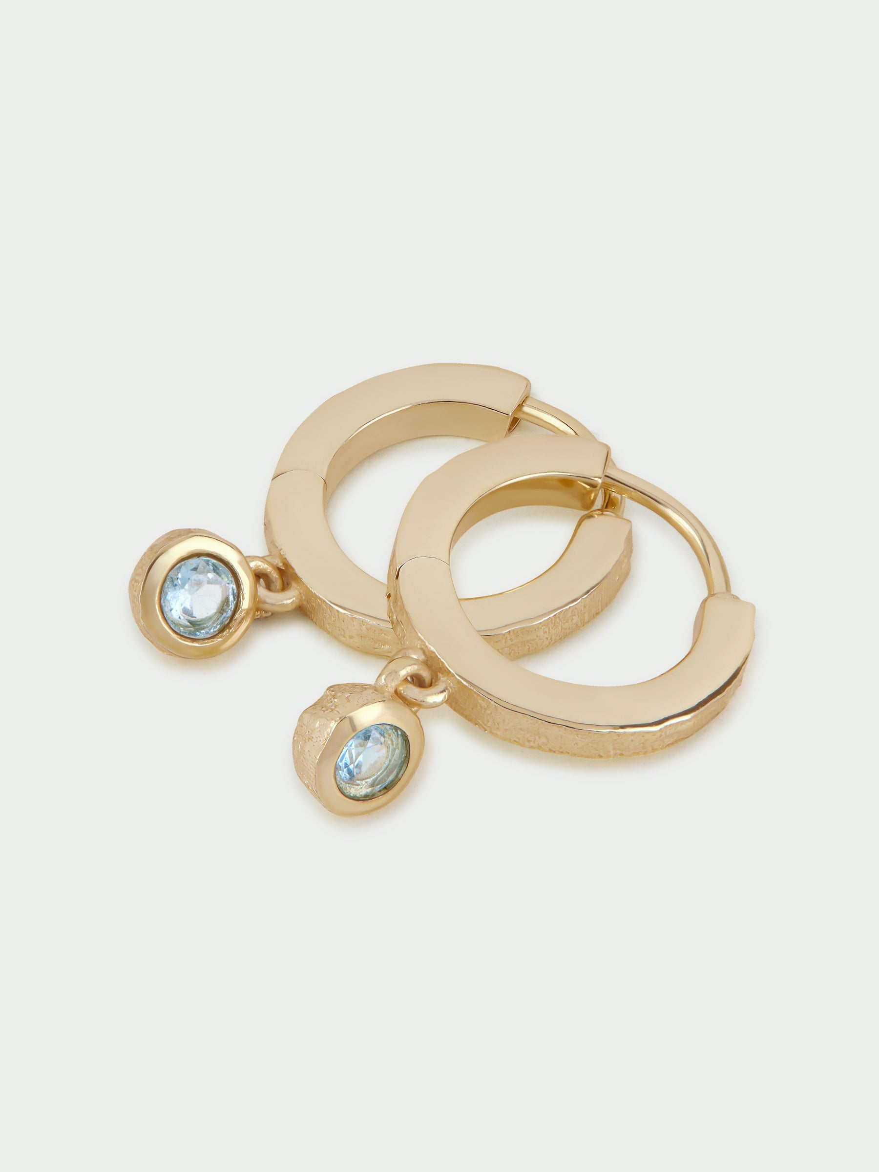 Birthstone Hoop Earrings, Blue Topaz