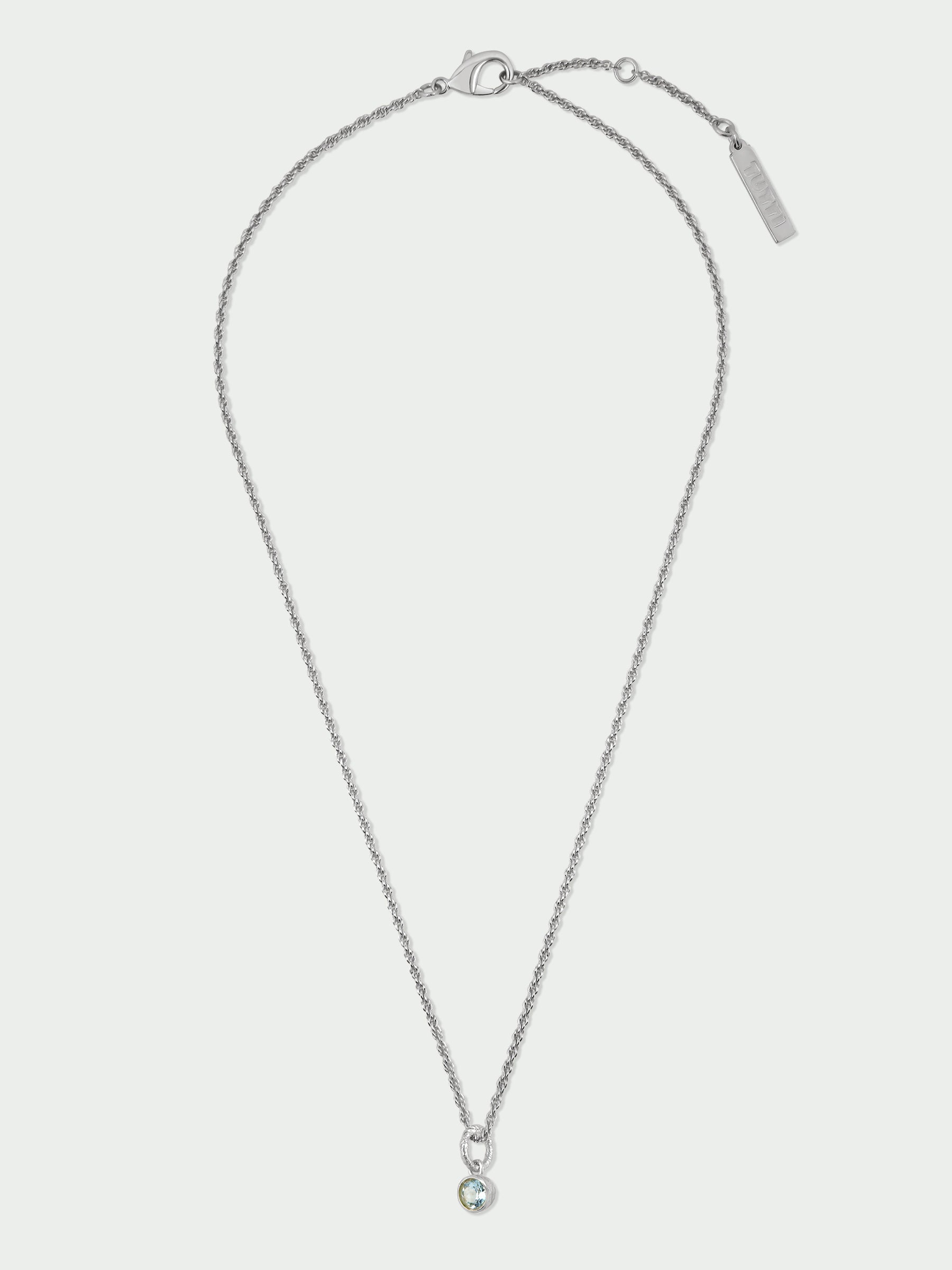 Birthstone Charm Necklace, Blue Topaz