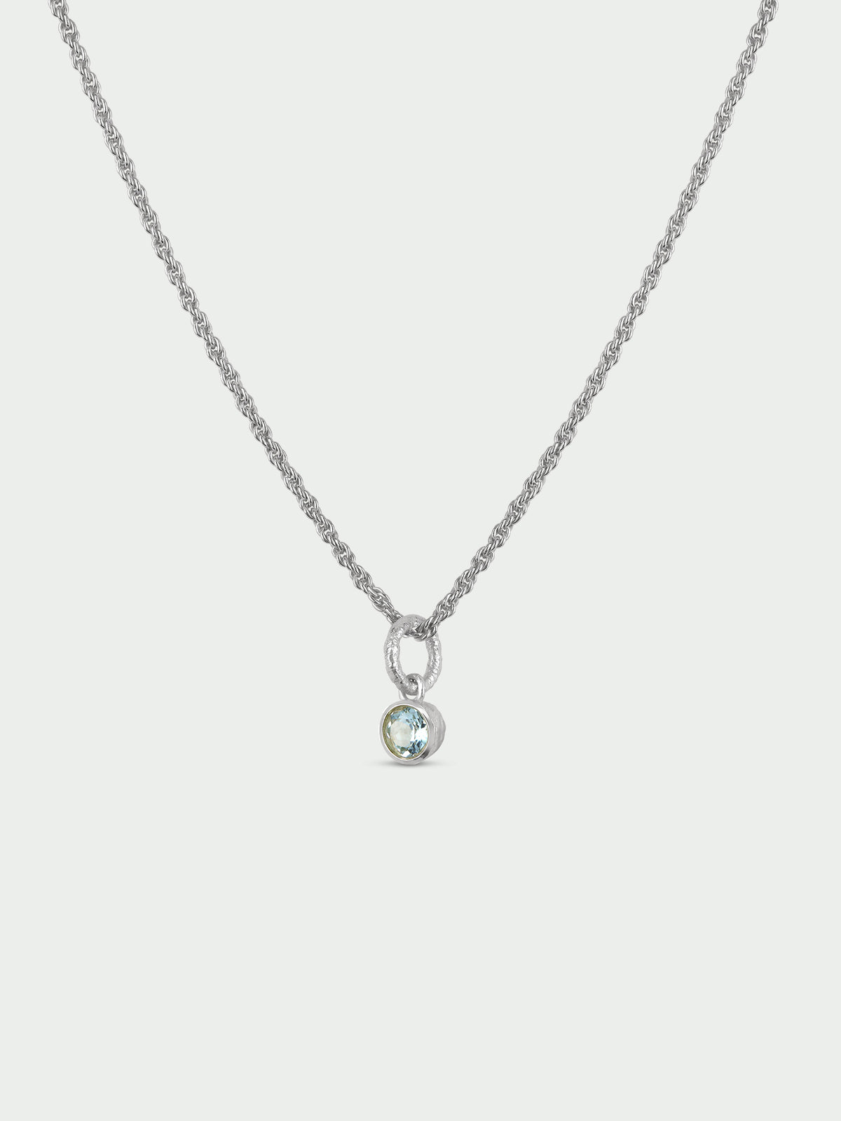Birthstone Charm Necklace, Blue Topaz