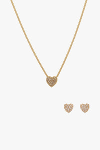 Pave Heart Earrings & Necklace Set