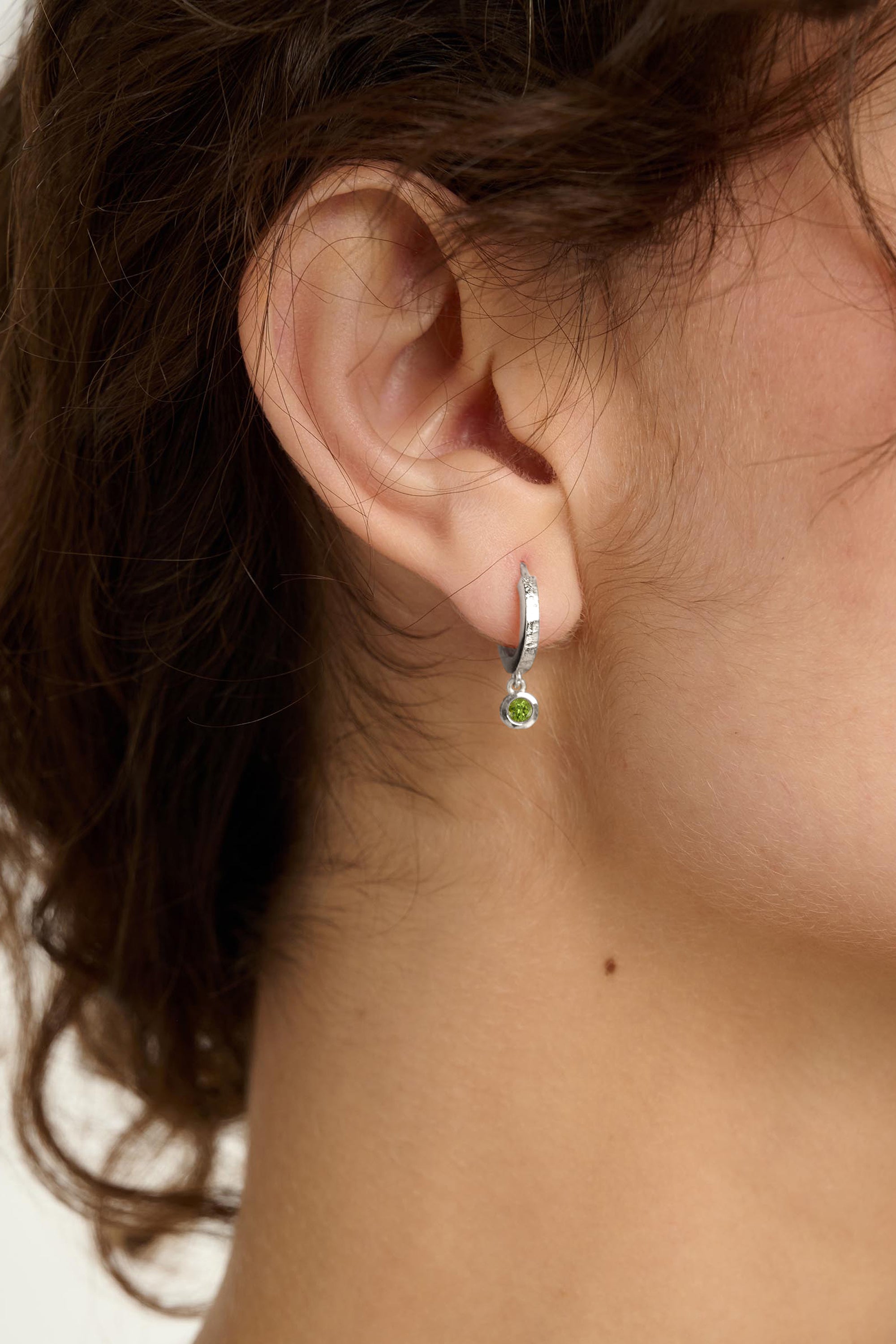 Birthstone Peridot Hoop Earrings