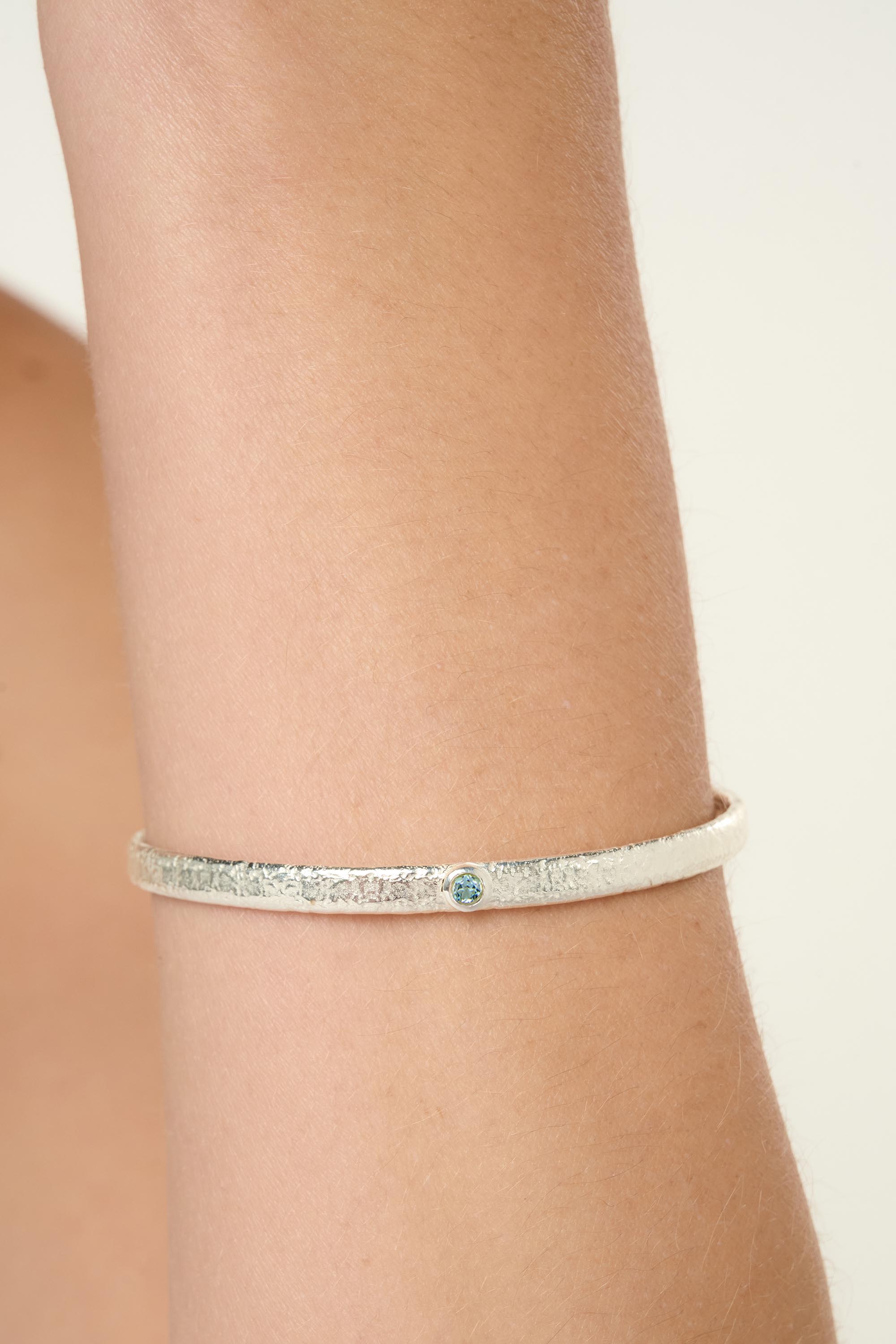 Birthstone Bangle, Blue Topaz