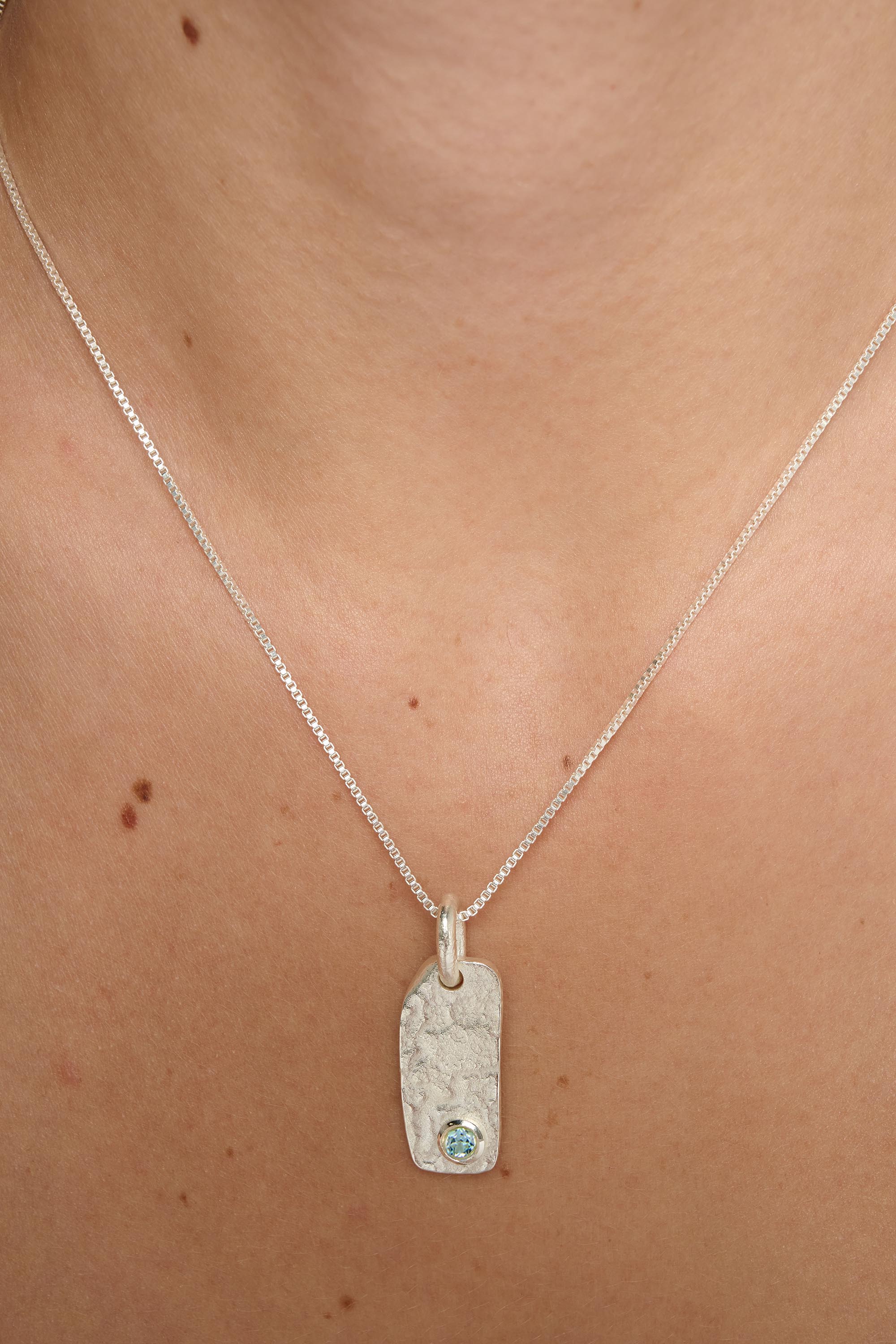 Birthstone Organic Necklace, Blue Topaz