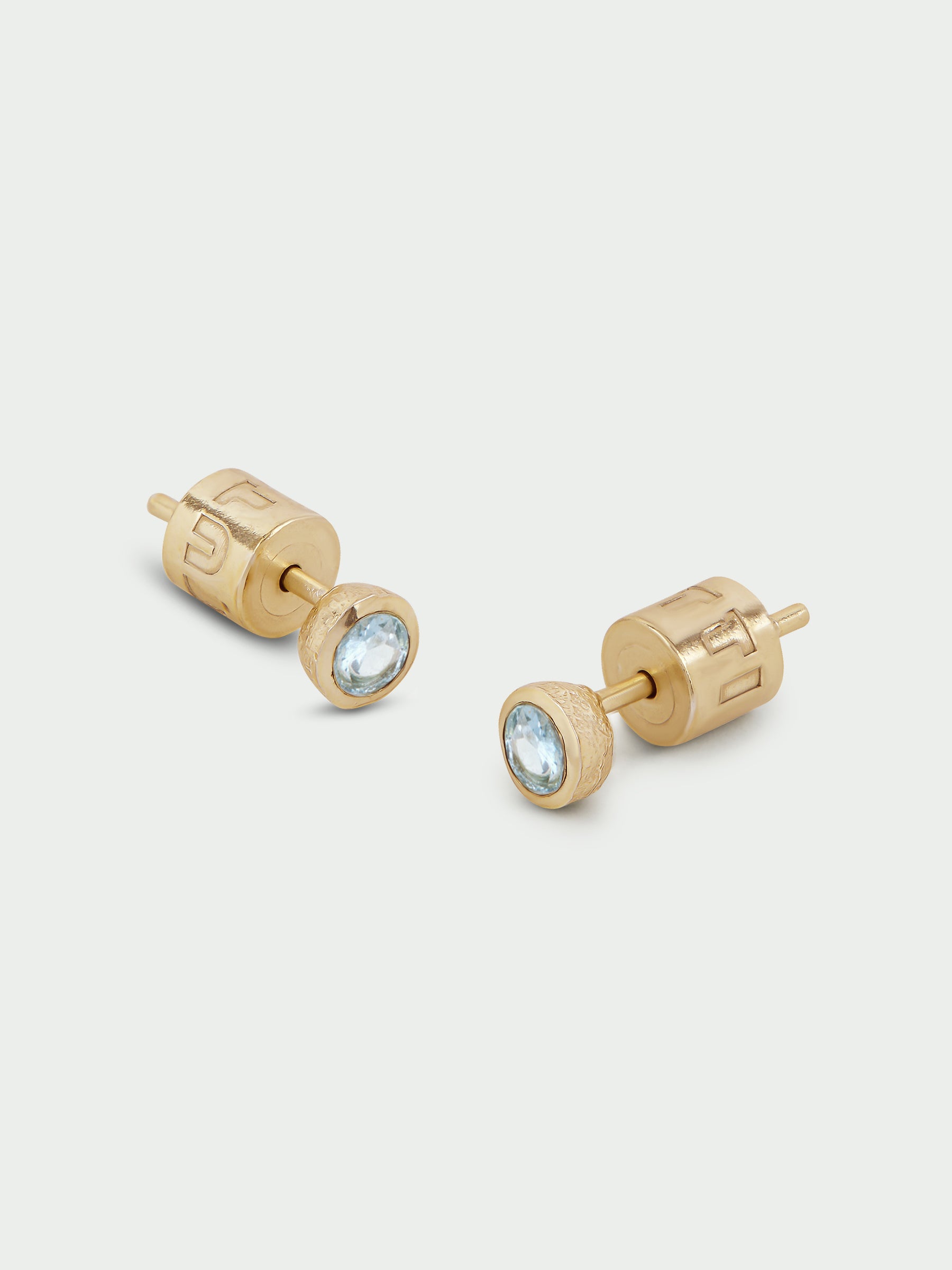Birthstone Stud Earrings, Blue Topaz