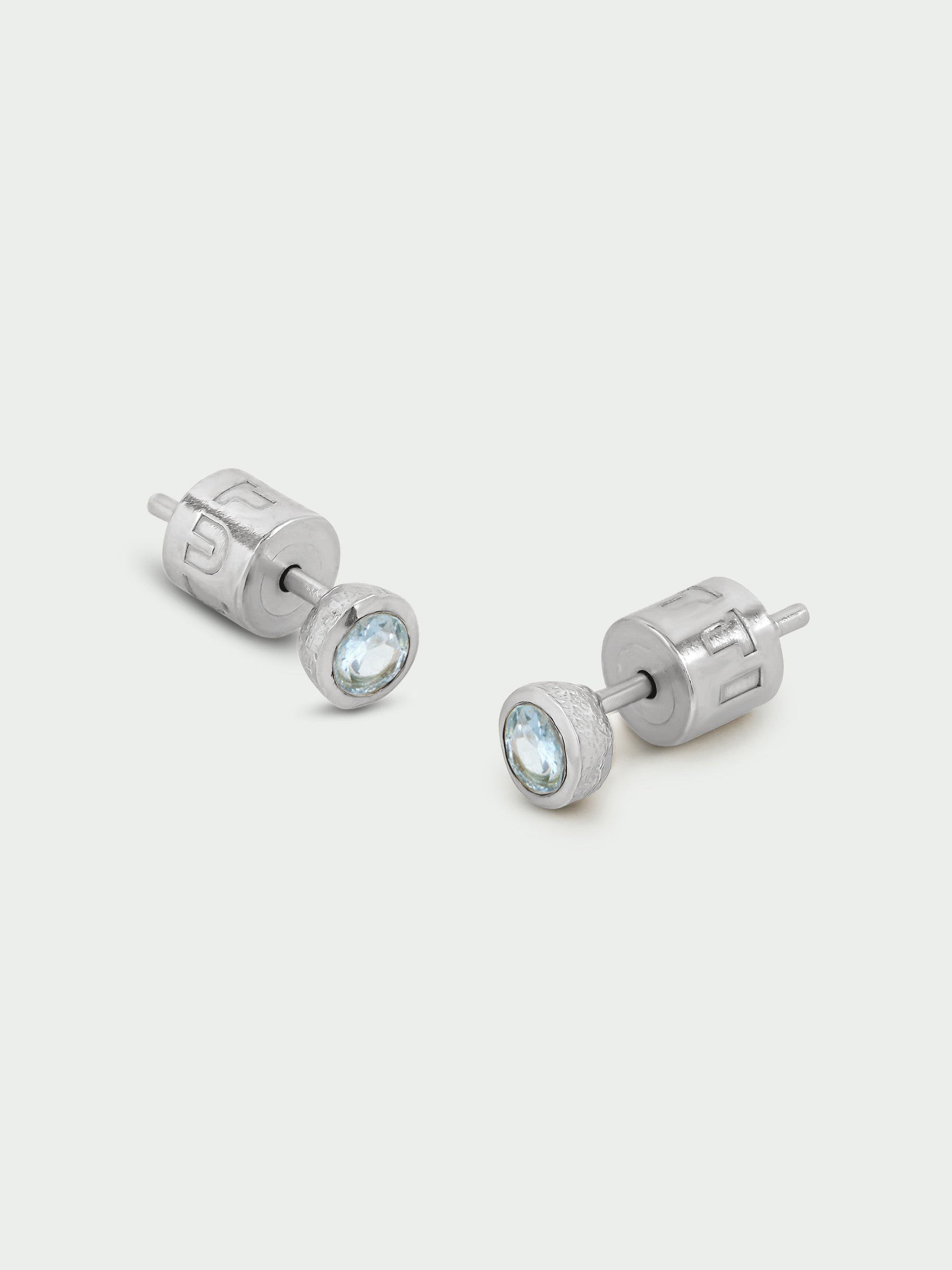 Birthstone Stud Earrings, Blue Topaz