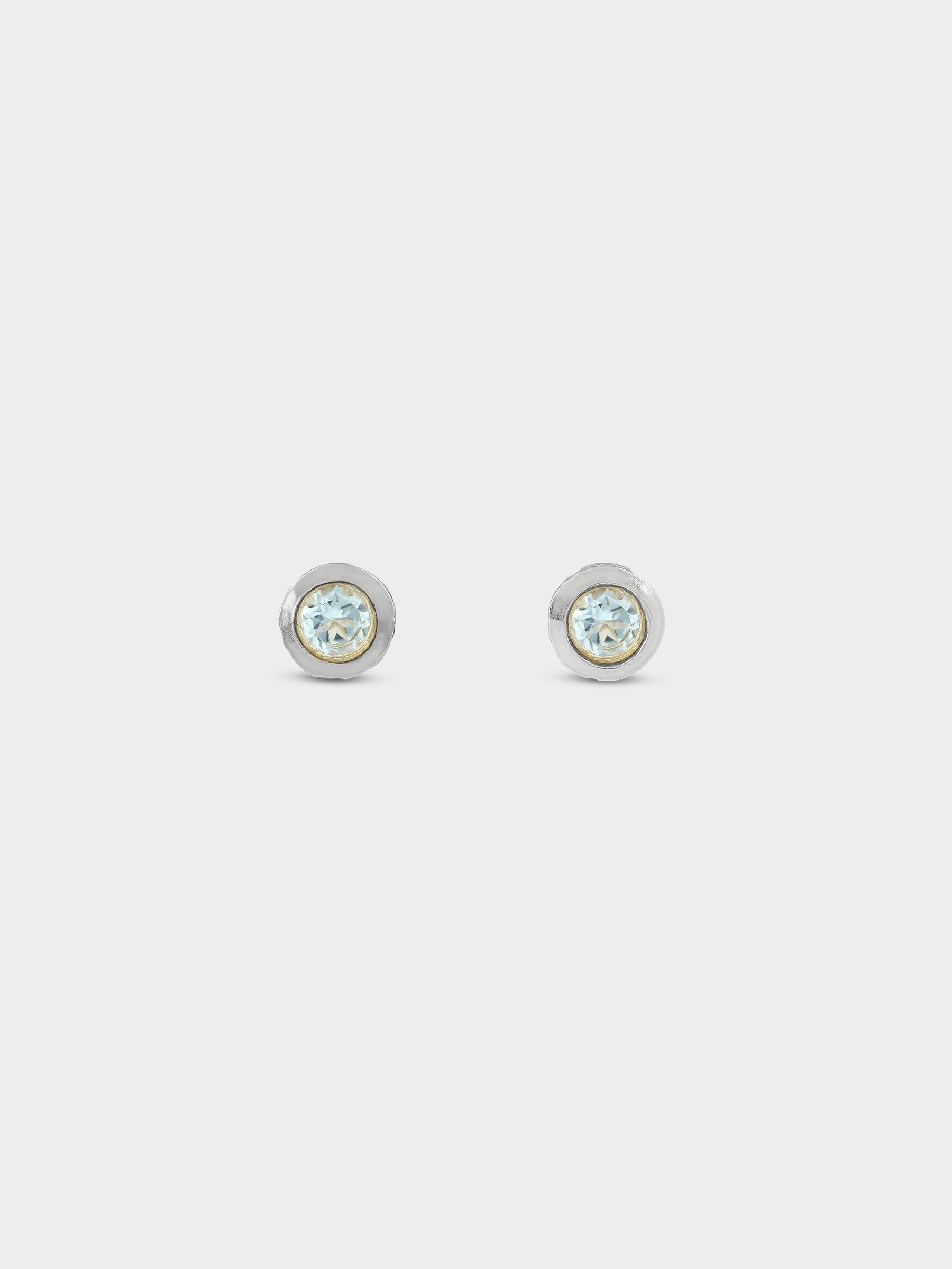 Birthstone Stud Earrings, Blue Topaz