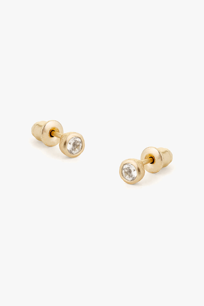 White Topaz Stud Earrings Gold