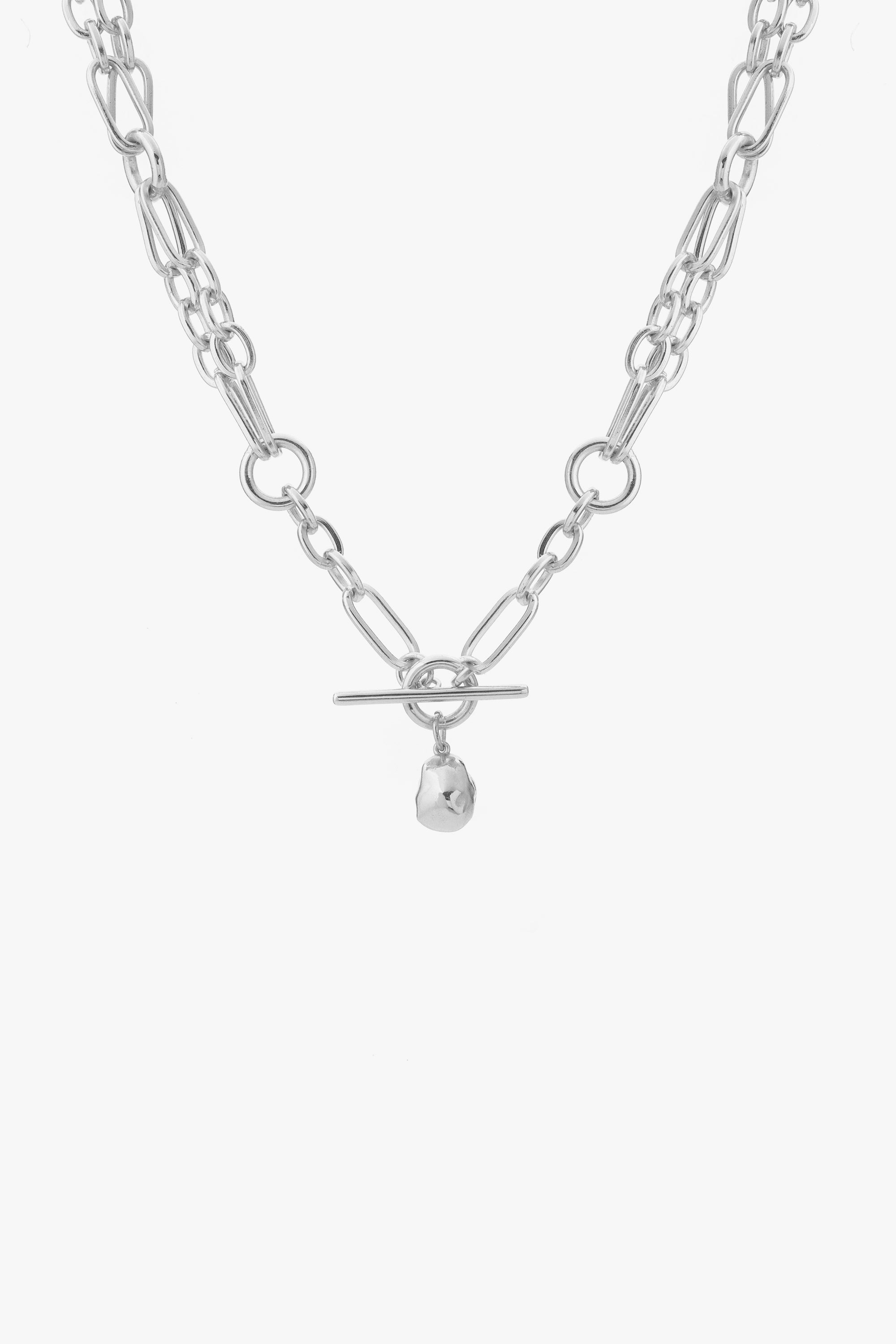 The Love Silver Collection Elements Sterling Silver Double Heart T-Bar  Pendant | very.co.uk