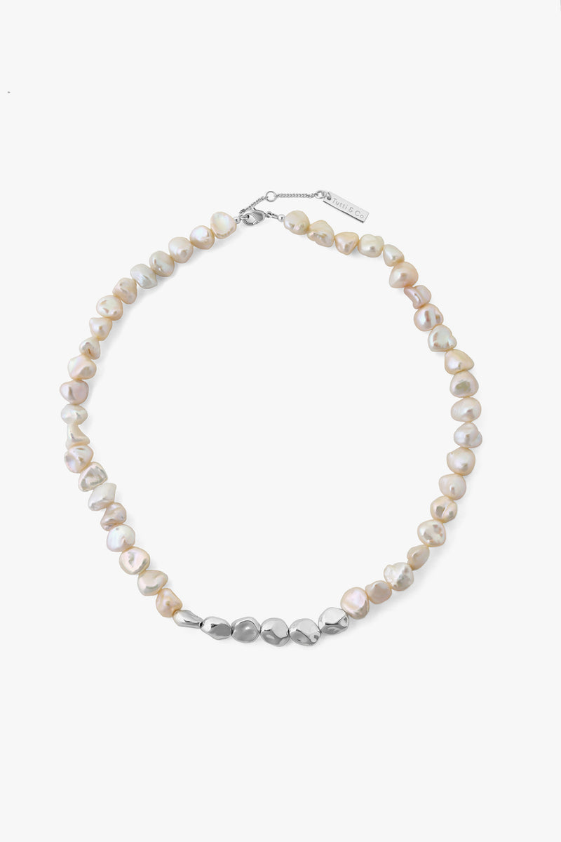 Organic Pearl Necklace Silver