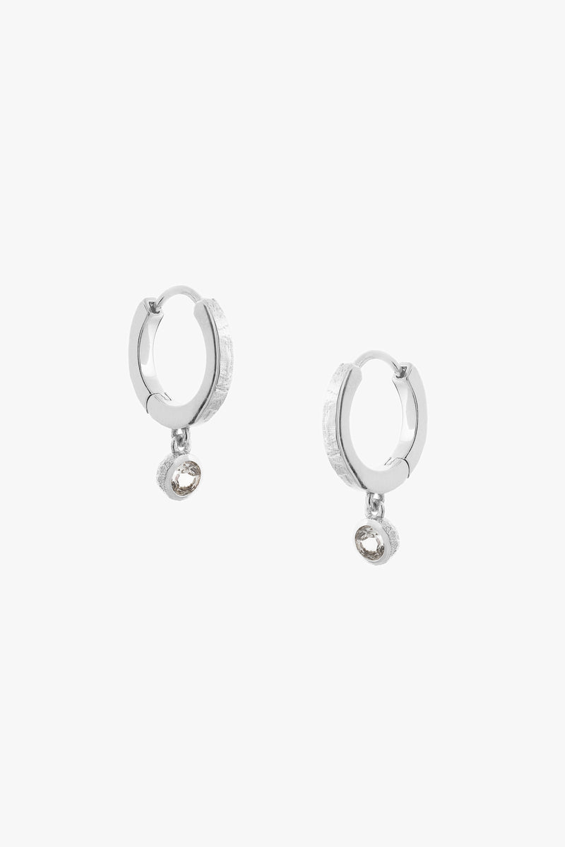 Birthstone Hoop Earrings Silver